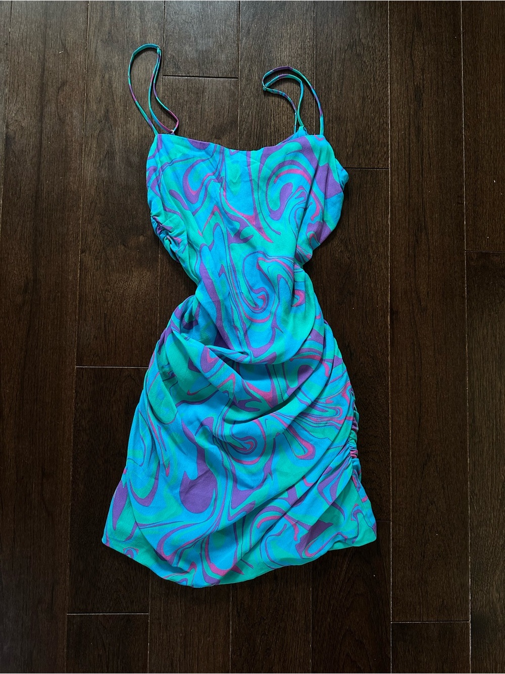 WeWoreWhat Turquoise, Green & Purple Swirl Ronnie Dress Mini Dress
